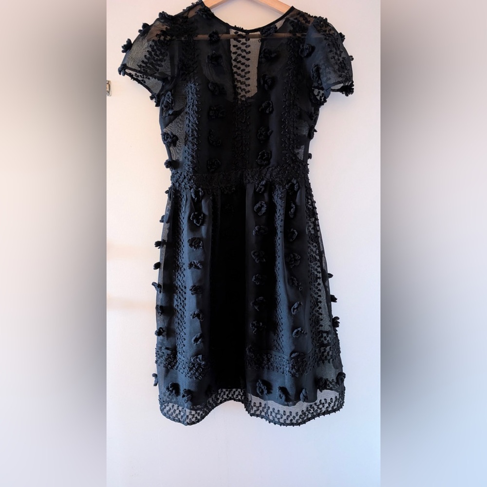 Sunday in Brooklyn Black Dress with Textured Floral Accents - Picture 7 of 7